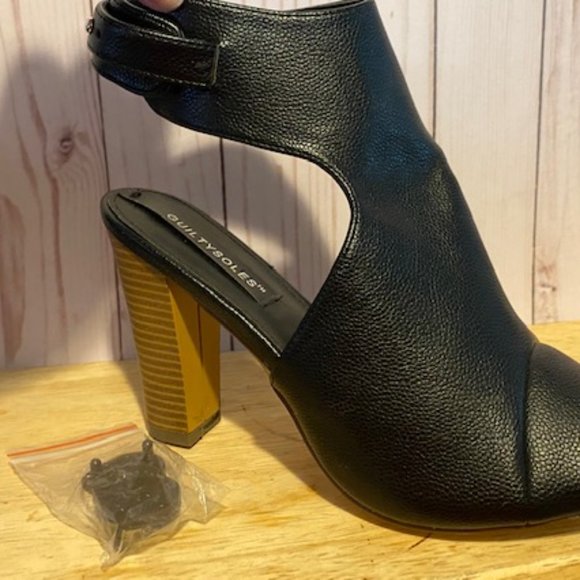 New in Box Faux Black Leather Heels - Picture 2 of 7